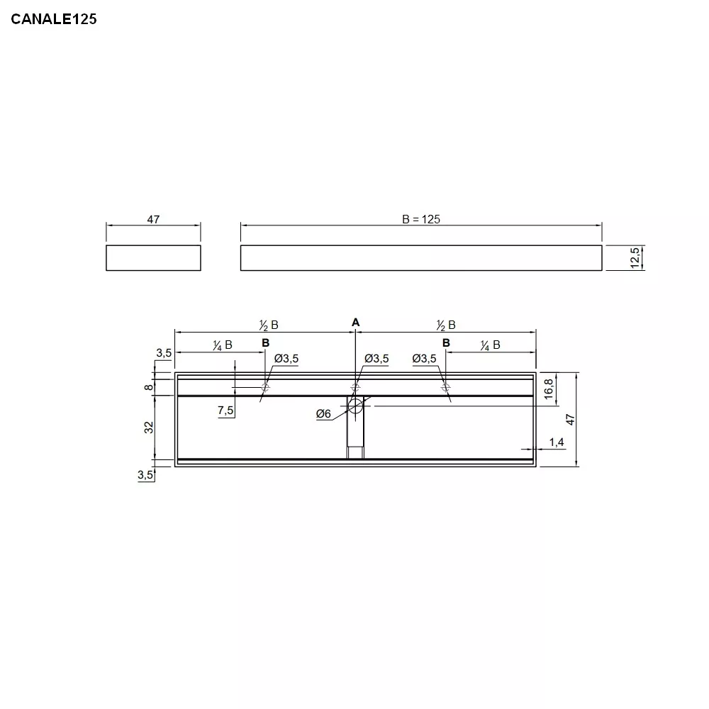 antoniolupi CANALE rechteckiger Wand-Waschtisch, 125x47cm, weiß matt-CANALE125