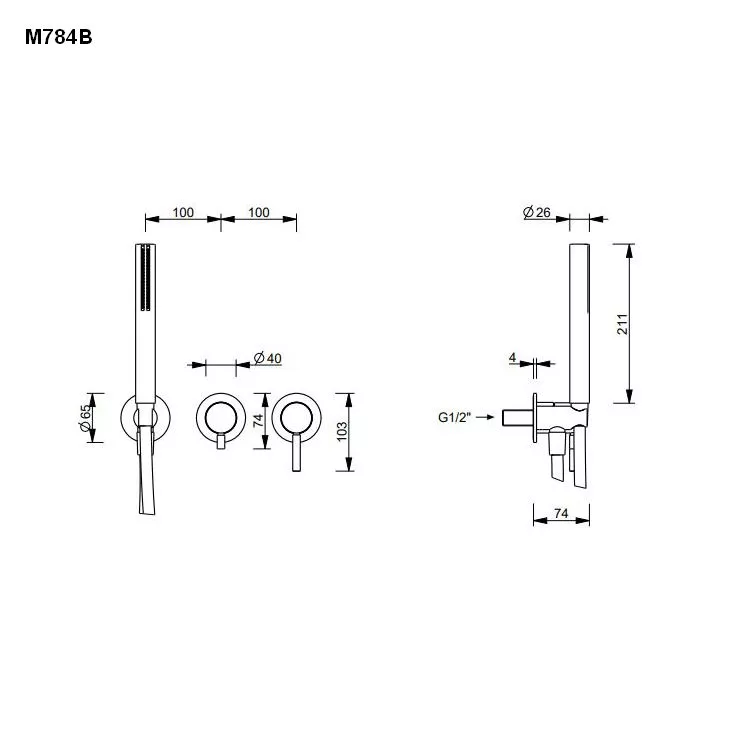 Fantini Wand-Brause-Eingriffmischer mit 2-Wege-Umstellung-5002M784B