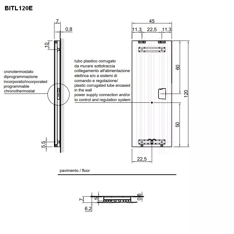 antoniolupi BIT LIGHT Design-Heizkörper, Elektroversion, H:120cm, weiß matt-BITL120EV_BIANCO