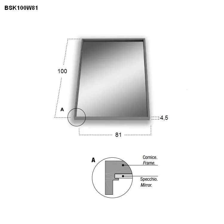 antoniolupi BESPOKE rechteckiger LED-Spiegel, 4000K-BSK100W81