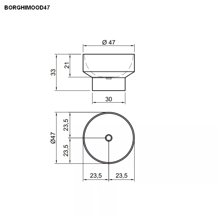 antoniolupi BORGHIMOOD rundes Waschbecken zur Standsäulenmontage, D:47cm, weiß matt, Ablaufgarnitur weiß matt-BORGHIMOOD47FBO