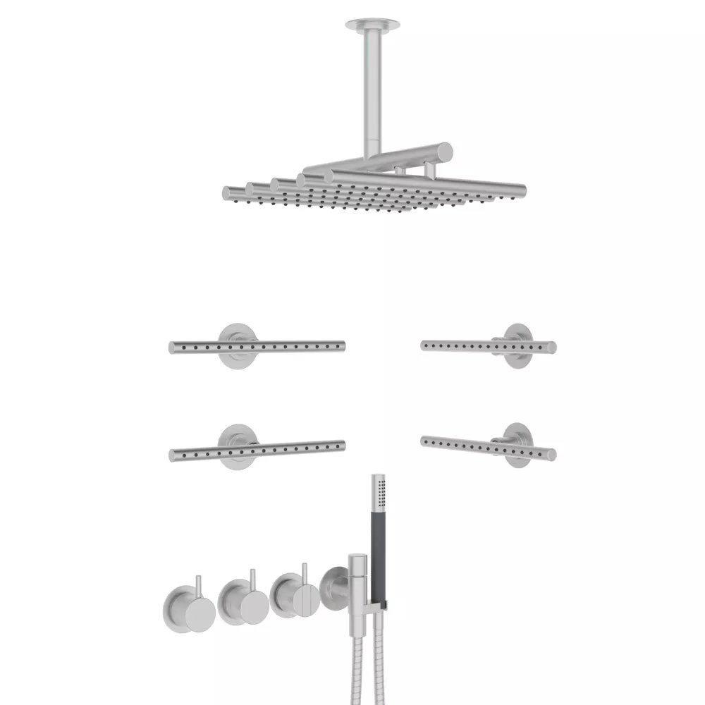 vola Combi-8 Unterputz-Brause-Thermostat mit 3-Wege-Umstellung, Hebel:25mm, edelstahl-Combi-8-40