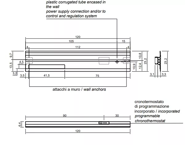 antoniolupi BIT LIGHT Design-Heizkörper, Elektroversion, B:120cm, weiß matt-BITL1120EV_BIANCO