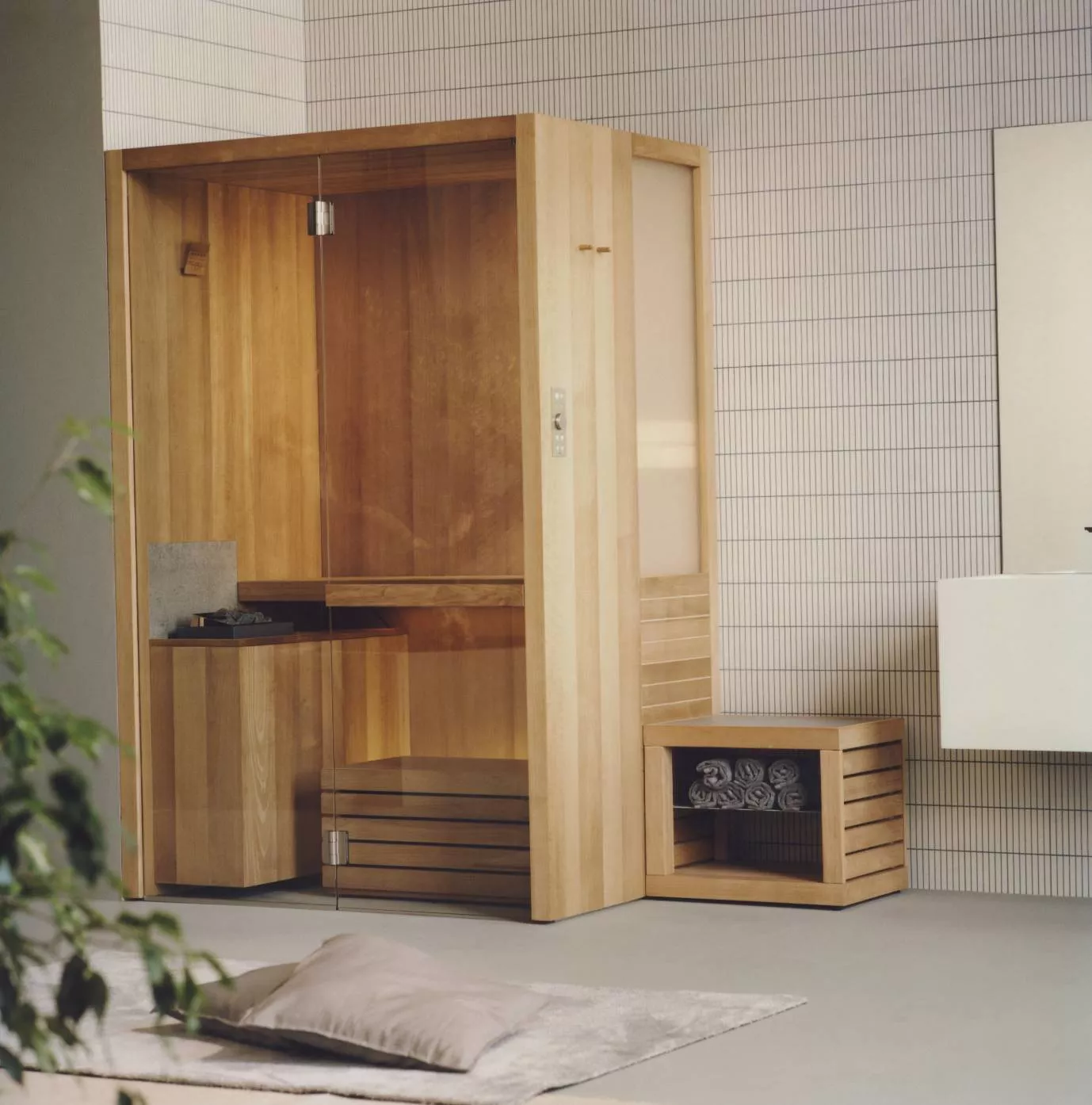 effe NATURAL S Sauna, B:140cm, H:214cm, T:105cm, thermisch behandeltes Espenholz-NT10000002