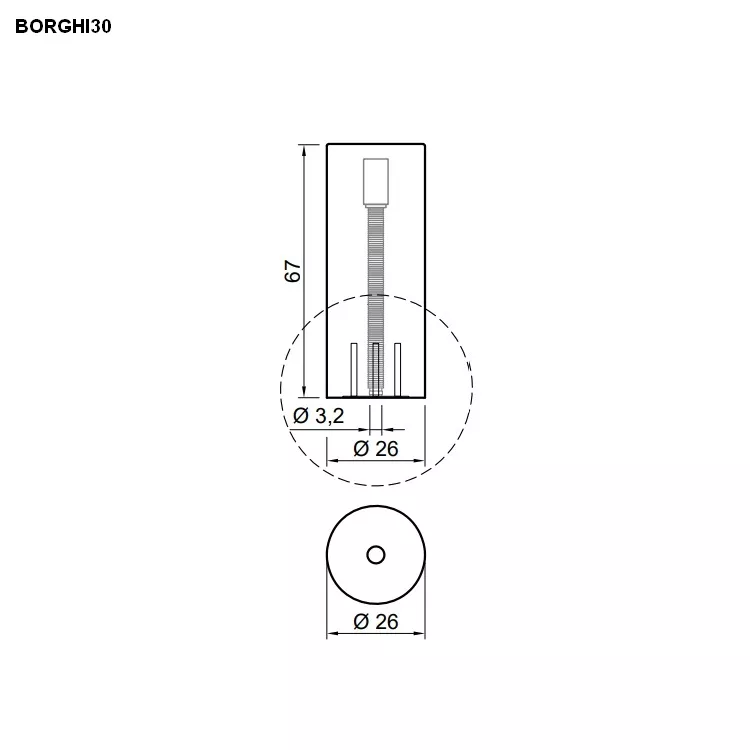 antoniolupi BORGHI Standsäule für Borghi-Waschbecken, D:26cm, H:67cm, thermisch behandelter kork-BORGHI30T