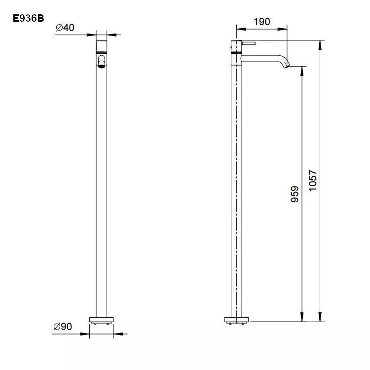 Fantini NOSTROMO freistehender Waschtisch-Eingriffmischer, Griff ohne Hebel-5002E936B