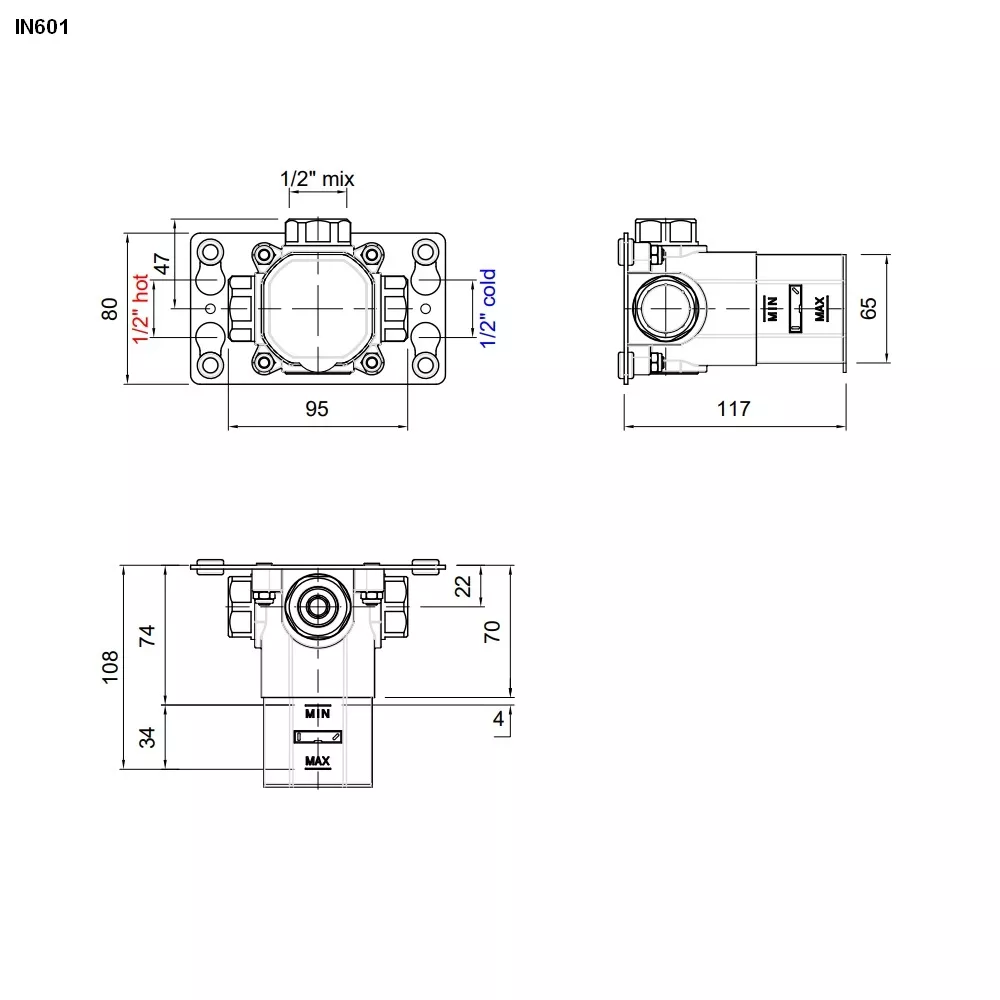 antoniolupi ESSENTIA Unterputz-Einbauteil für Thermostat- oder Eingriffmischer-IN601