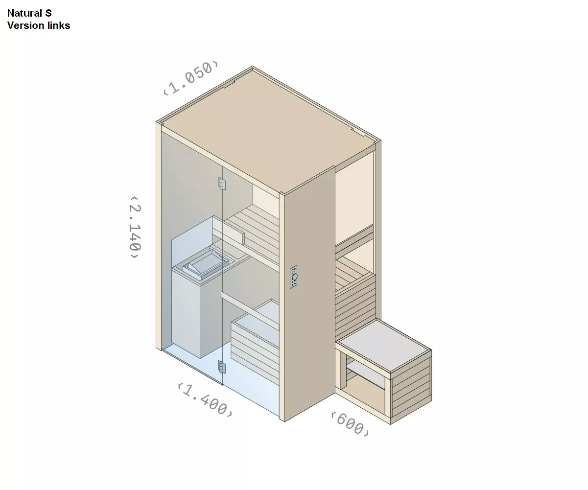 effe NATURAL S Sauna, B:140cm, H:214cm, T:105cm, thermisch behandeltes Espenholz-NT10000001