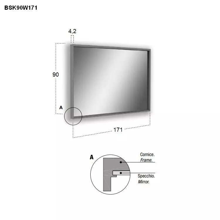 antoniolupi BESPOKE rechteckiger LED-Spiegel, 4000K-BSK90W171