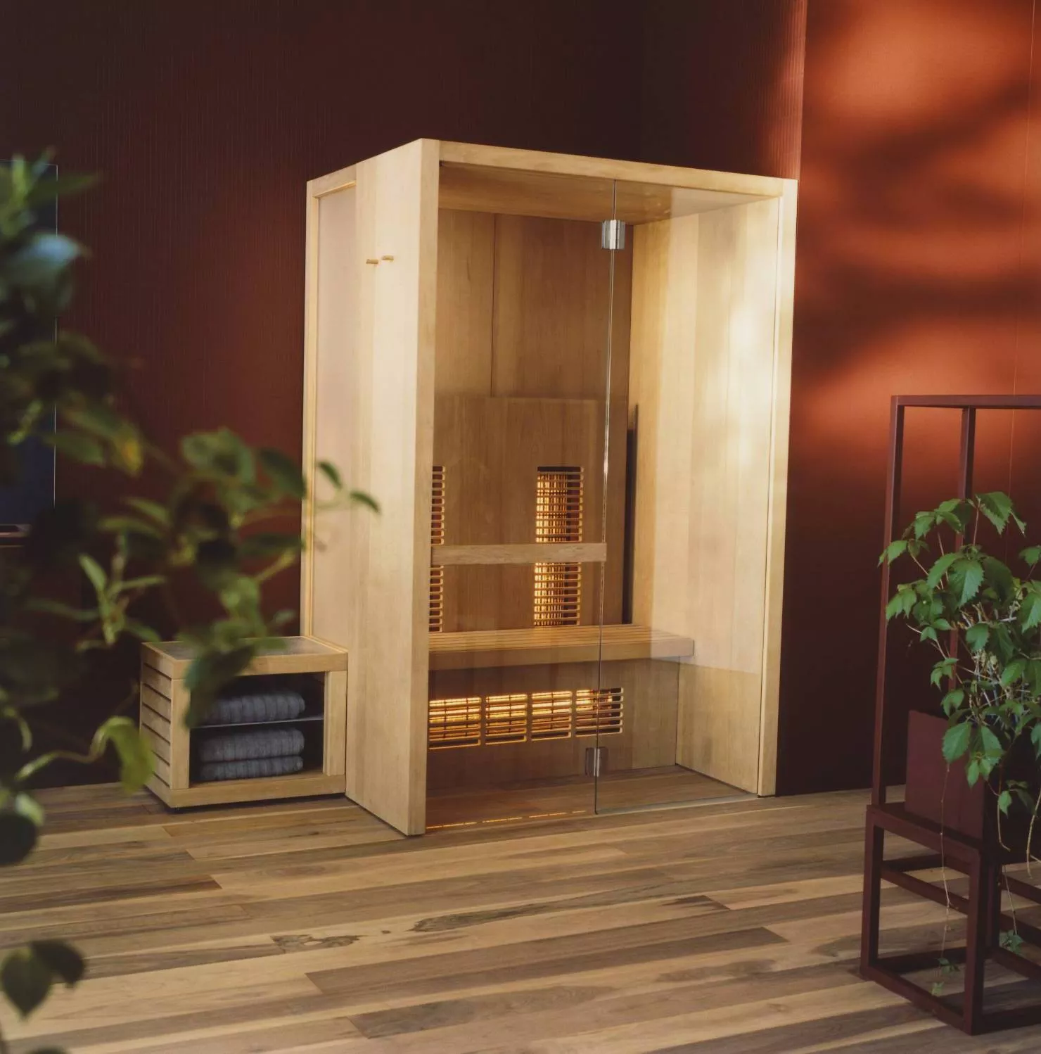 effe NATURAL IR Sauna, B:140cm, H:214cm, T:105cm, thermisch behandeltes Espenholz-NT30000001