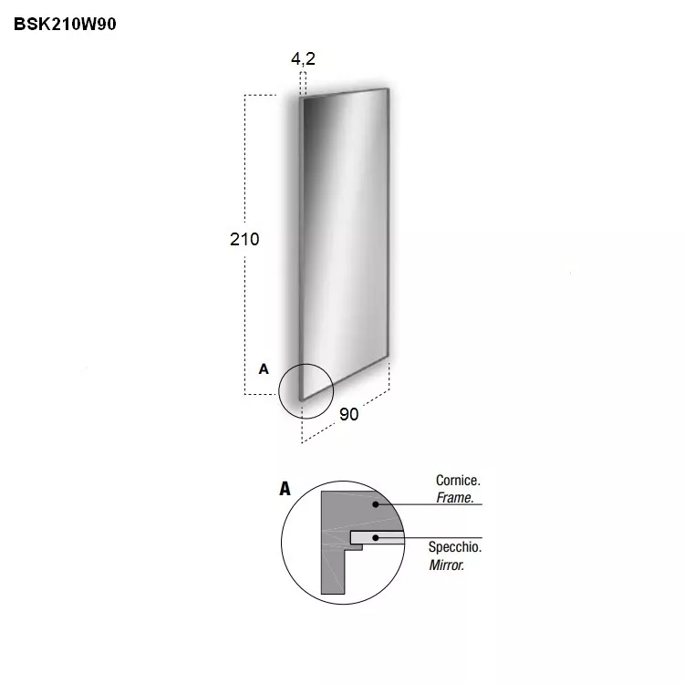 antoniolupi BESPOKE rechteckiger LED-Spiegel, 4000K-BSK210W90