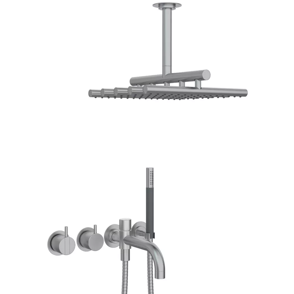 vola 2441DT8-051A UP-Wannen-Einhebelmischer mit 2-Wege-Umstellung, Ausladung:200mm, Decken-Regenbrause 050A, Hebel:25mm, chrom matt-2441DT8-051A-20