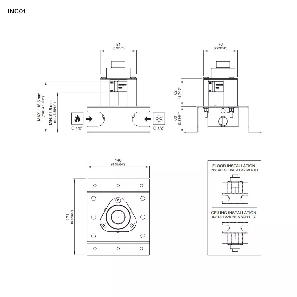 cea Unterputz-Einbauteil-INC01