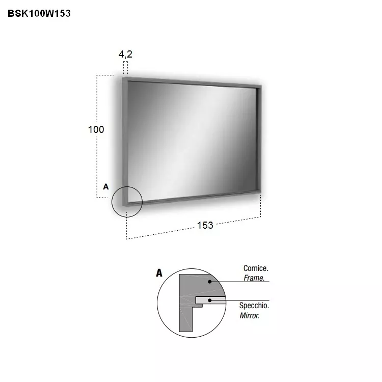 antoniolupi BESPOKE rechteckiger LED-Spiegel, 4000K-BSK100W153