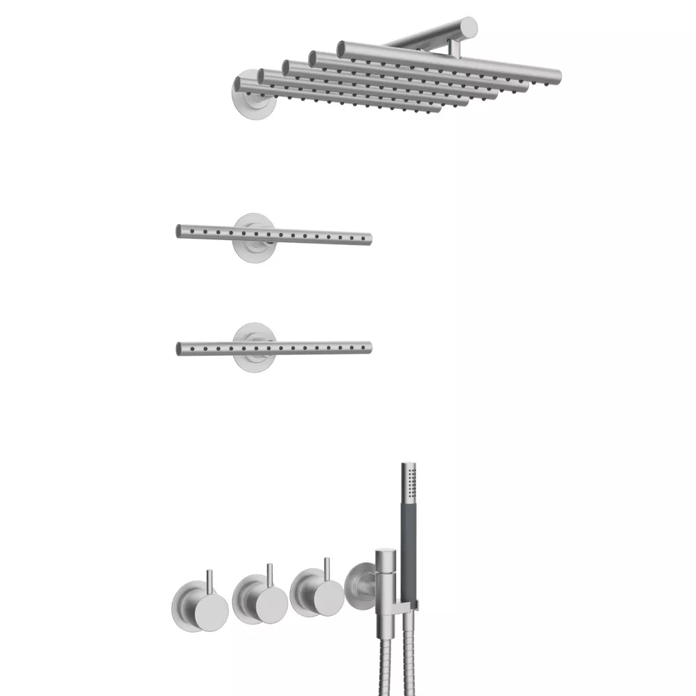 vola Combi-7 Unterputz-Brause-Thermostat mit 3-Wege-Umstellung, Hebel:25mm, edelstahl-Combi-7-40