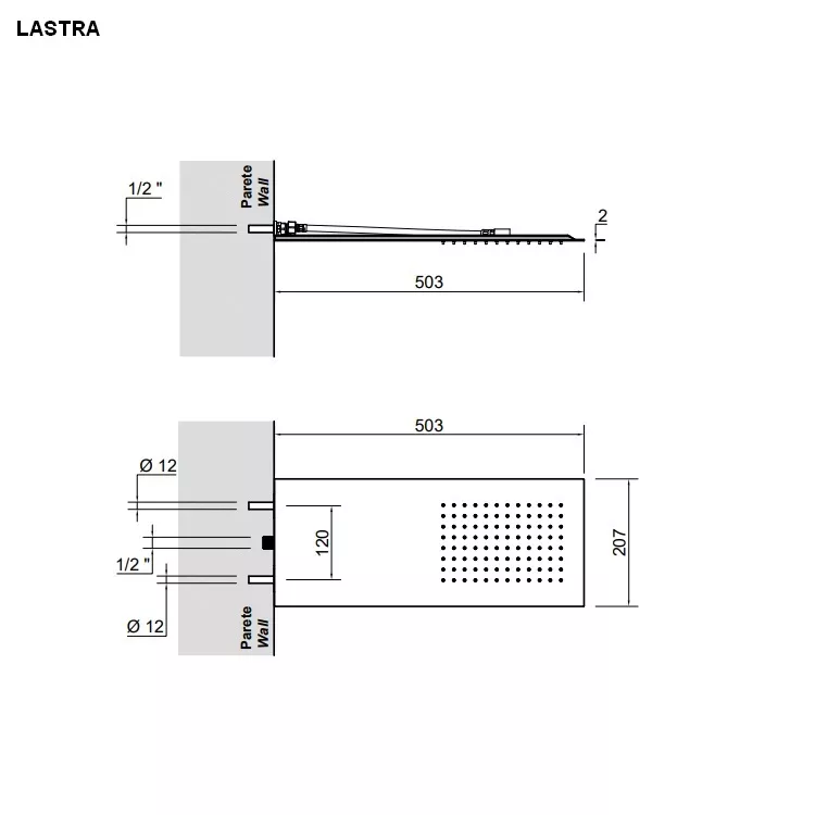 antoniolupi LASTRA Wand-Regenbrause, edelstahl satiniert-LASTRA