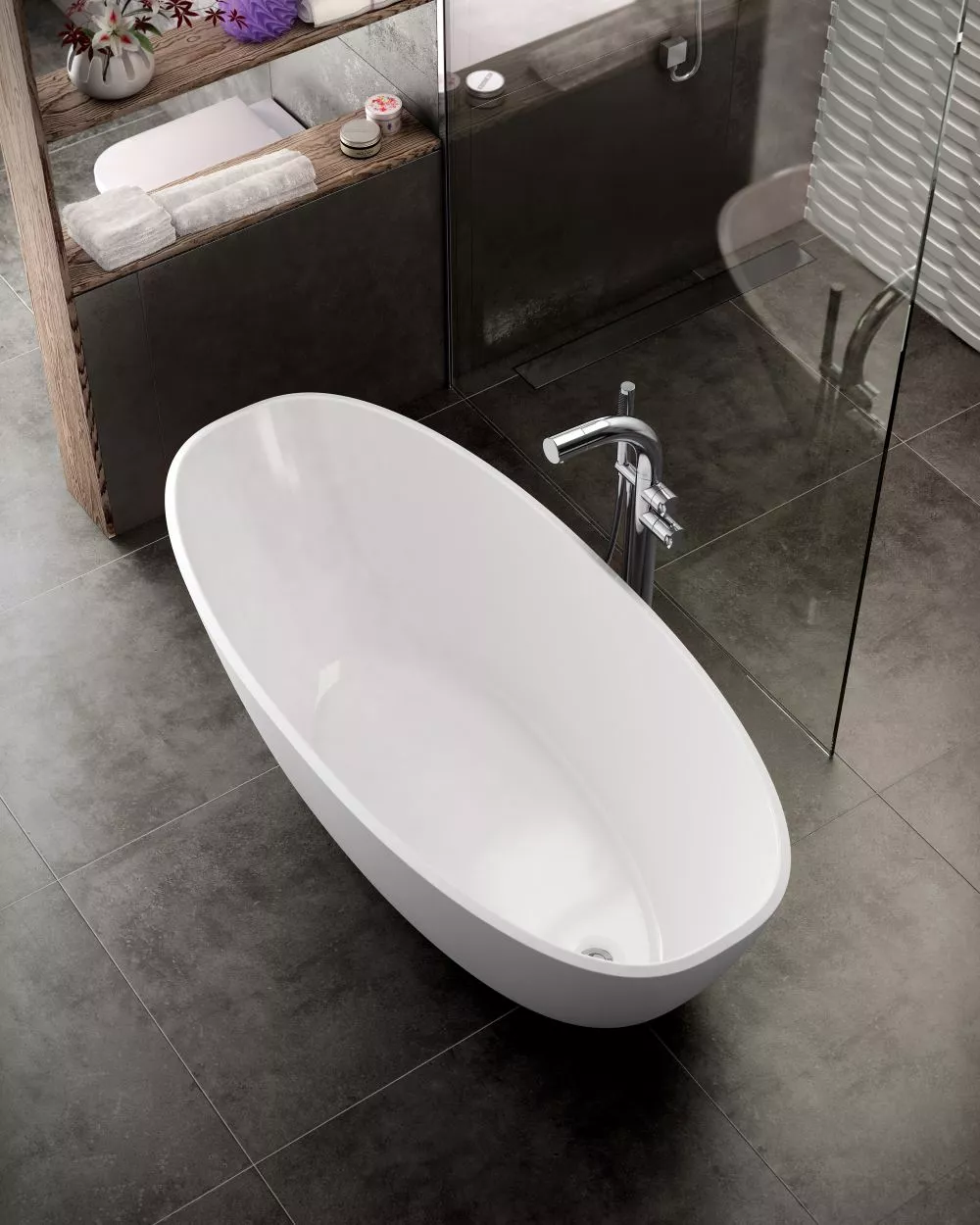 victoria + albert MOZZANO freistehende Badewanne, 165x74x50cm, weiß matt-MOZM-N-SM-NO